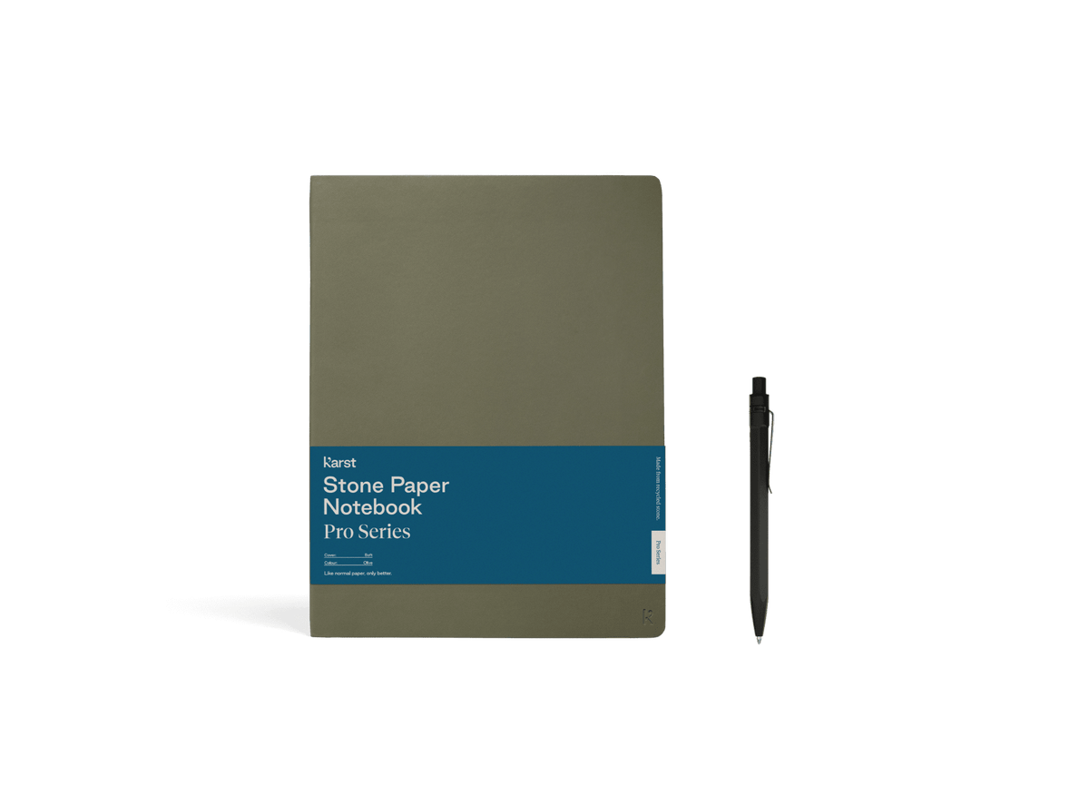 Olive Pro Series Notebook & Stone Pen Set