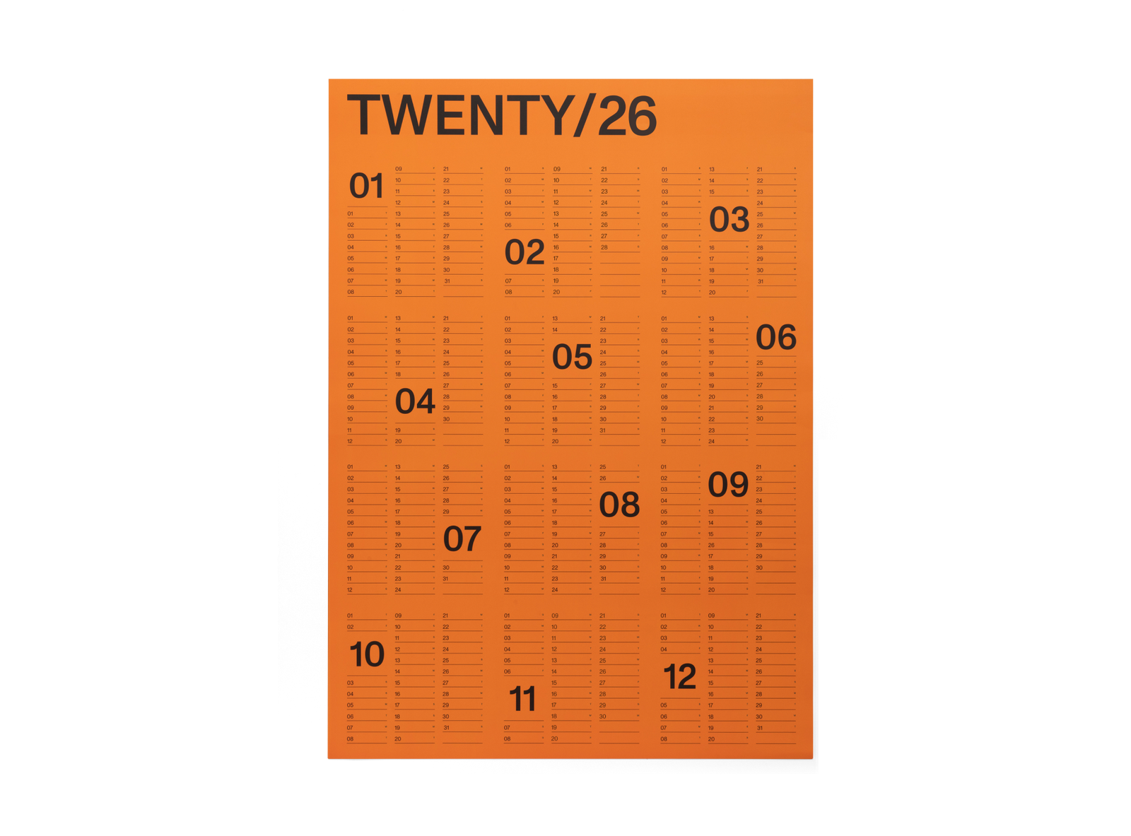 2026 Yearly Wall Calendar