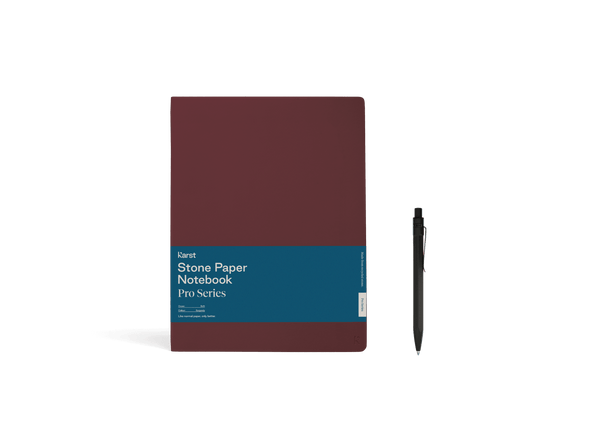 Burgundy Pro Series Notebook & Stone Pen Set